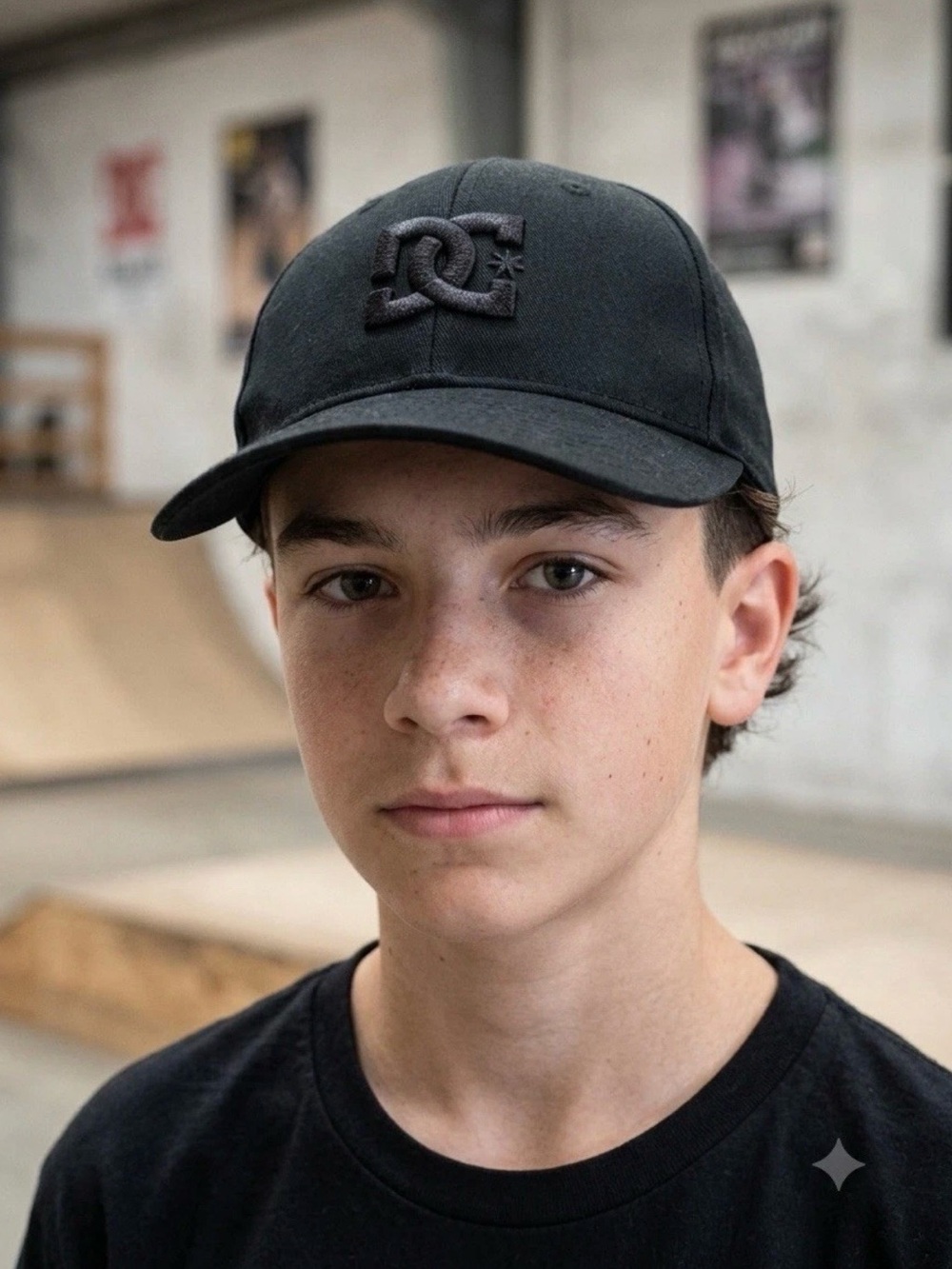 DC Black Embroidered Logo Youth Cap